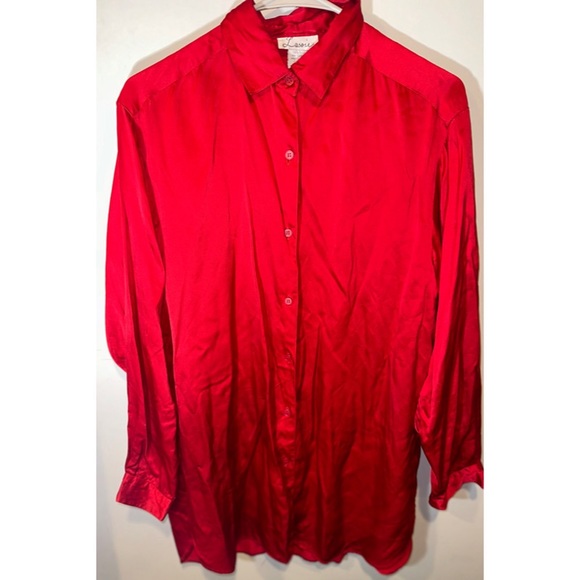 Lassie Silk Red Women’s Long Sleeved Button Down Dress Shirt - Picture 4 of 16